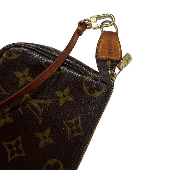 Louis Vuitton HTF OG Mini Pochette Brown LV Monogram Leather Detachable Strap - Picture 2 of 5
